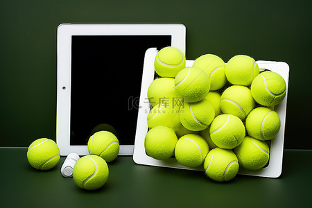 电脑背景图片_带网球的平板电脑