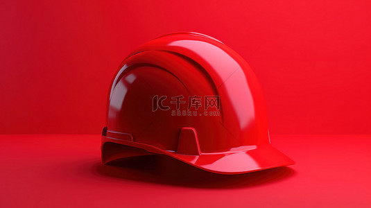 充满活力的背景与 3D 渲染的红色头盔相得益彰