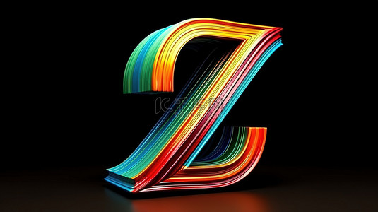 以字母 z 为特色的彩色线条字体字母表的现代 3D 渲染