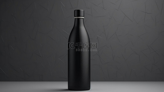 时尚黑瓶样机的 3D 渲染