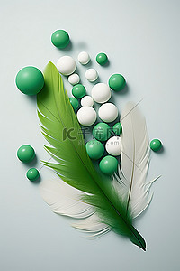 装饰羽毛背景图片_白色和绿色的羽毛