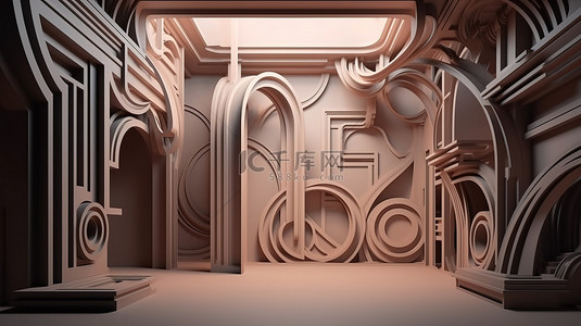 希腊元素背景图片_用于渲染为壁纸场景的建筑和建筑广告的装饰 3D 插图