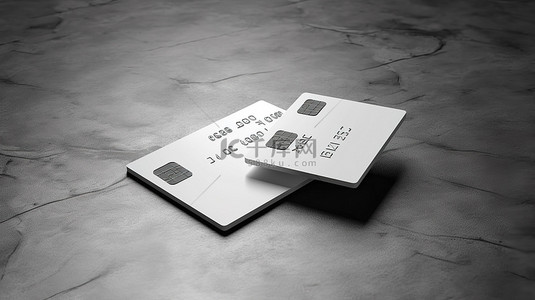 设计就绪芯片卡带有背面 3D 渲染的银行卡模型