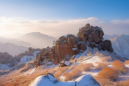 中国北海县的冬季山景