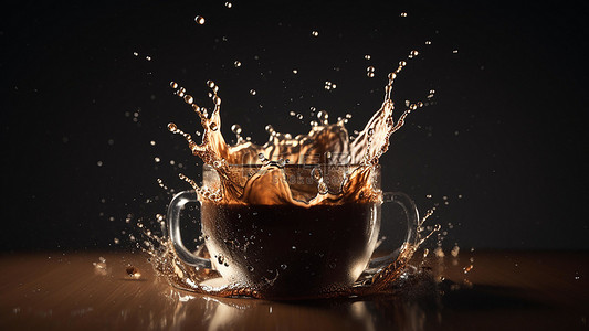 茶叶插画背景图片_咖啡饮品饮料透明茶具