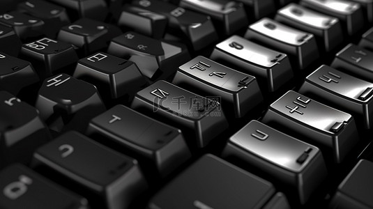 帧背景图片_特写黑色电脑键盘的全帧 3D 插图