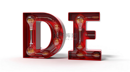 老式刻字由红色复古灯泡制成，采用白色 3D 布局，独立存在