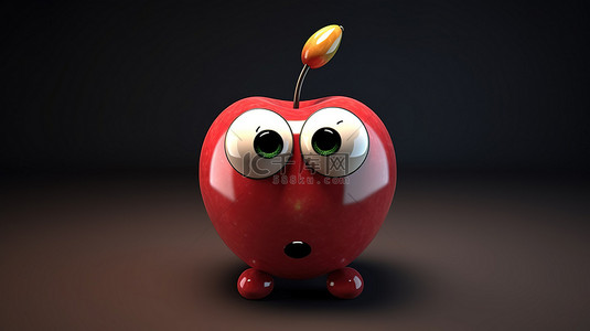 水果笑脸背景图片_苹果角色通过 3D 渲染变得栩栩如生