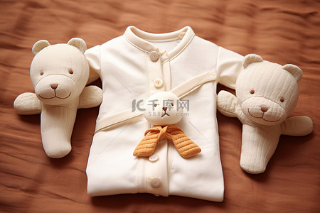 婴儿枕头背景图片_婴儿泰迪熊婴儿和摇铃