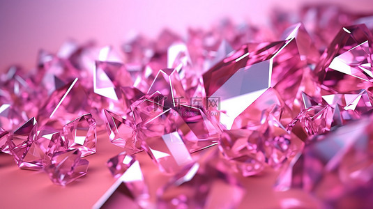 碎片元素背景图片_粉红色玻璃碎片的 3d 渲染