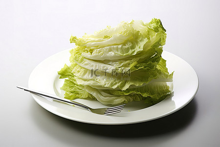 蔬菜免扣PNG图背景图片_上面有生菜的白盘子