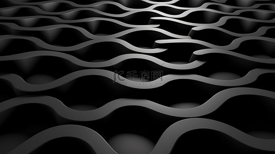 封面背景图片_黑色几何形式的 3D 渲染排列