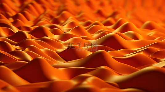 充满活力的橙色波浪图案抽象和充满活力的 3d 几何点