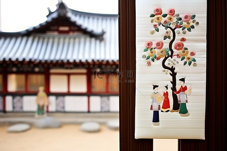 刺绣文化背景图片_韩国传统墙壁装饰