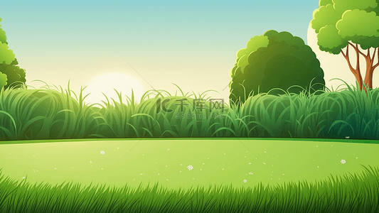 卡通，绿色，树木背景图片_草地树木青葱背景