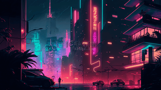 城市街道霓虹背景
