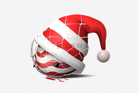 红色叶子装饰边条背景图片_带有白色和红色条纹的圣诞老人帽子和破烂的面具复活节彩蛋透明背景png剪贴画