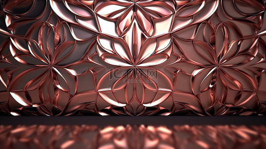 豪华背景与玫瑰金图案在 3d 渲染和反光线