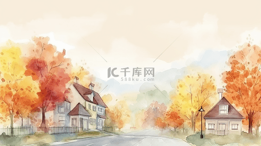 秋天水彩美丽背景