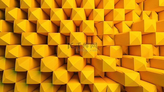 黄色几何纹理背景图片_在 3d 渲染中重复的黄色几何图案