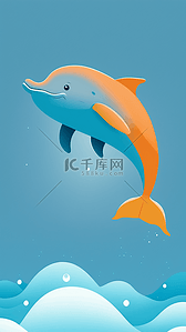 蓝色海洋生物背景图片_鱼橙色卡通背景
