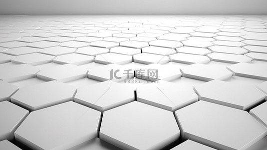 空白六边形白色背景的当代 3D 渲染
