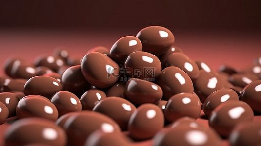 层叠的巧克力豆糖在半空中令人垂涎欲滴