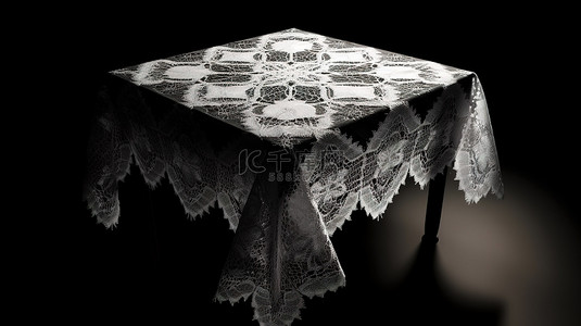 花刺背景图片_3d 渲染黑色背景隔离空心蕾丝桌布