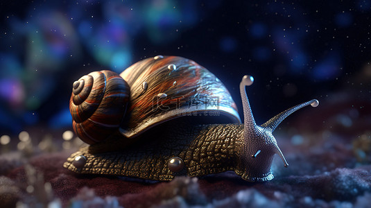 动物蜗牛背景图片_迟缓的雪崩蜗牛的迟缓的加密货币 3D 插图