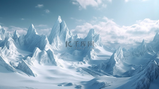 冰山背景背景图片_3d 渲染中的雪山