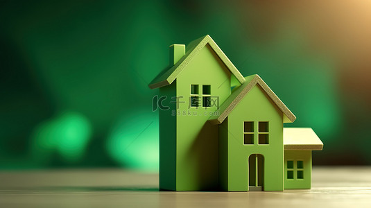 動物背景背景图片_房地产行业蓬勃发展，3D 插图中绿色向上箭头和房屋横幅