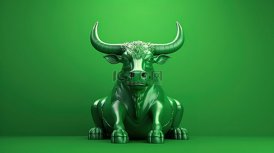 商业金钱背景图片_匹配背景上的商业概念绿牛的 3D 渲染