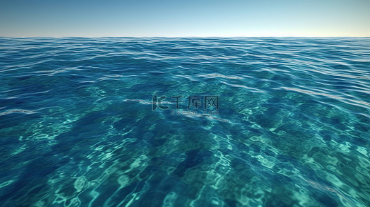 蓝色海水视图 3d 渲染