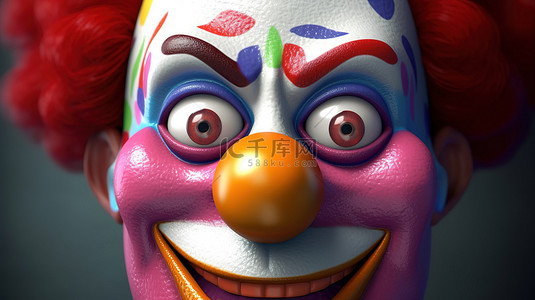 小丑卡通小丑背景图片_3d 渲染的卡通小丑脸的特写