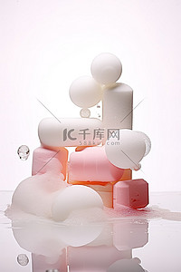肥皂盒主图背景图片_肥皂和肥皂泡与泡沫组