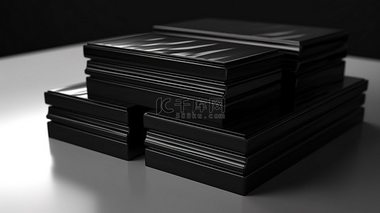 立方体 3D 渲染，具有四叠时尚黑色名片