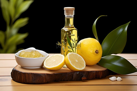 浴背景图片_橄榄油柠檬和大蒜