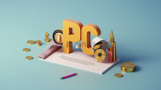 核心转化背景图片_解锁 PPC 广告的力量探索搜索营销中的转化 3D 插图