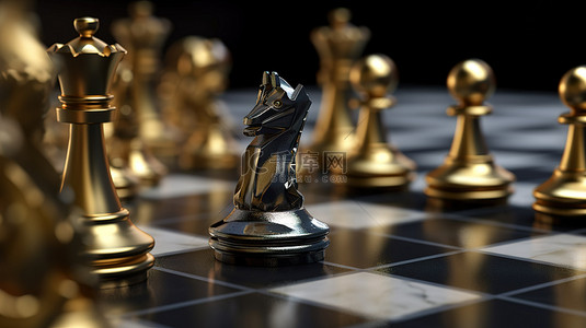 骑士国王背景图片_棋子的 3D 插图横幅与倒下的典当骑士主教车国王和王后