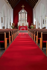教堂椅子背景图片_教堂的红地毯