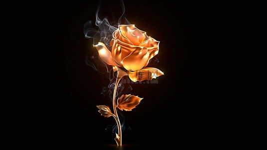 黑暗背景下的炽热玫瑰花象征着爱情艺术 3D 设计