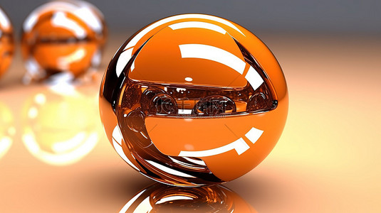 闪亮的橙色球体创意设计3D渲染