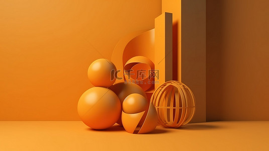黄色和背景图片_黄色和橙色的简约抽象概念 3D 渲染
