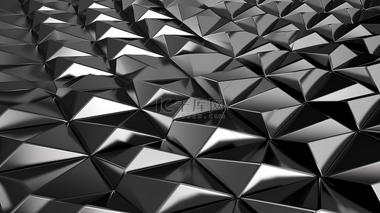 银色金属板背景图片_钻石图案金属板的 3d 渲染
