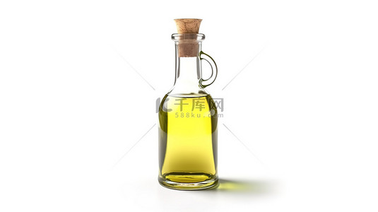数字创建的清爽白色背景下的橄榄油瓶