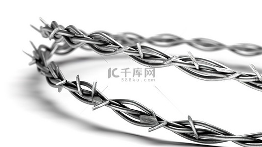 由金属钢制成的白色背景上孤立的铁丝网的 3d 插图