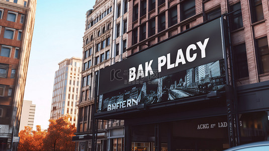 街海报背景图片_市中心黑色星期五广告牌的 3D 渲染