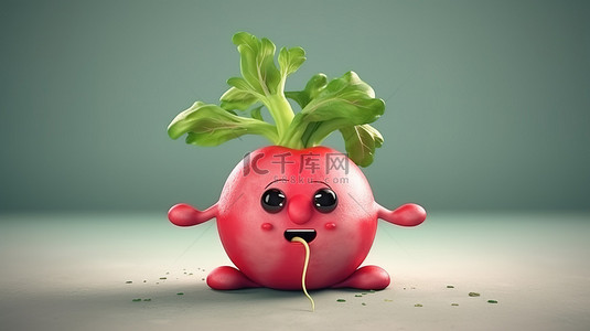 天然农业背景图片_一个可爱的卡通萝卜蔬菜与脸的 3D 插图