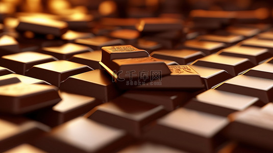 背景上巧克力棒的 3d 渲染