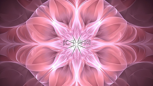 充满活力的粉红色对称分形装饰创意 3D 抽象插图